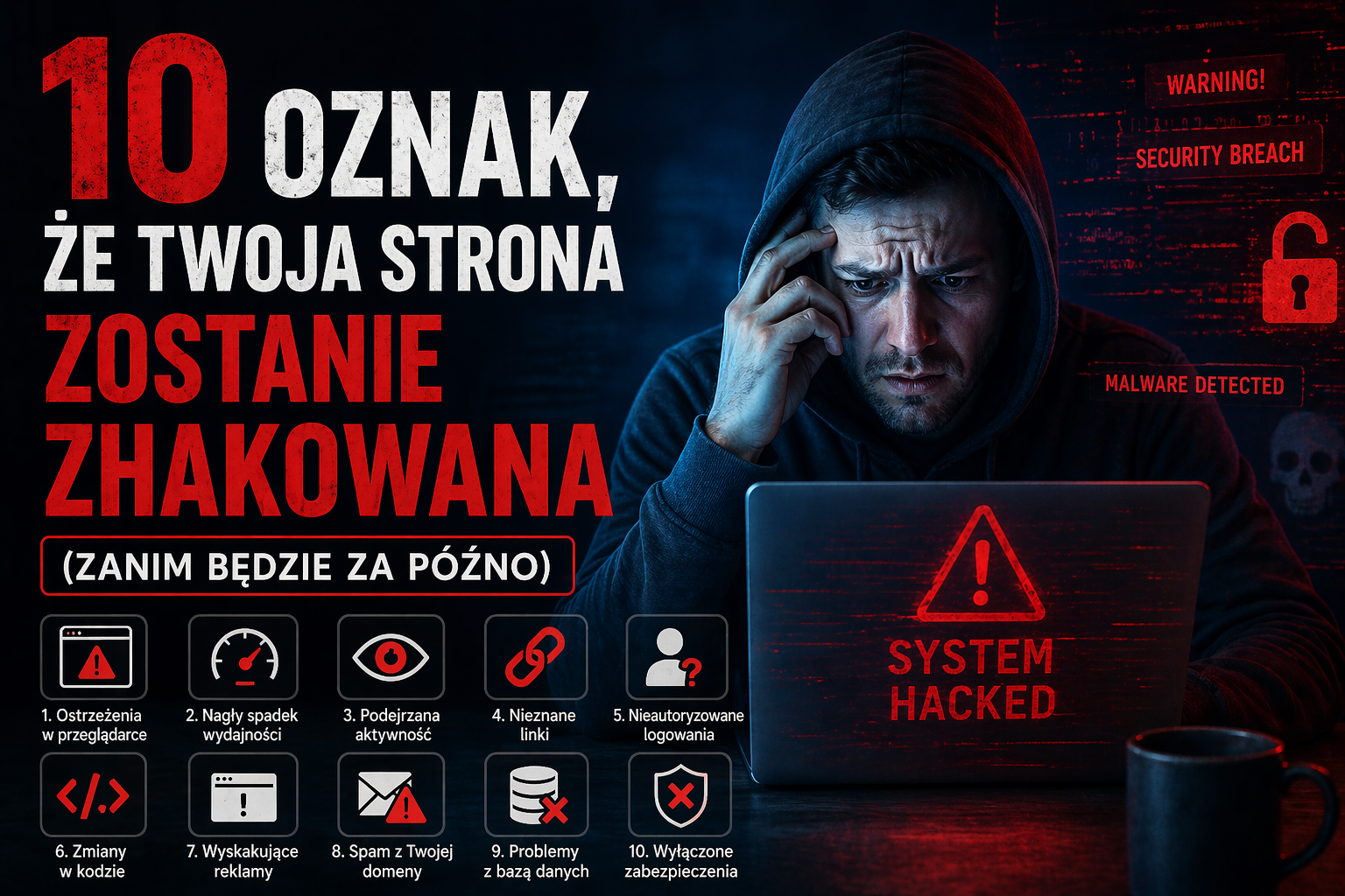 10 oznak, że Twoja strona zostanie zhakowana (zanim będzie za późno)